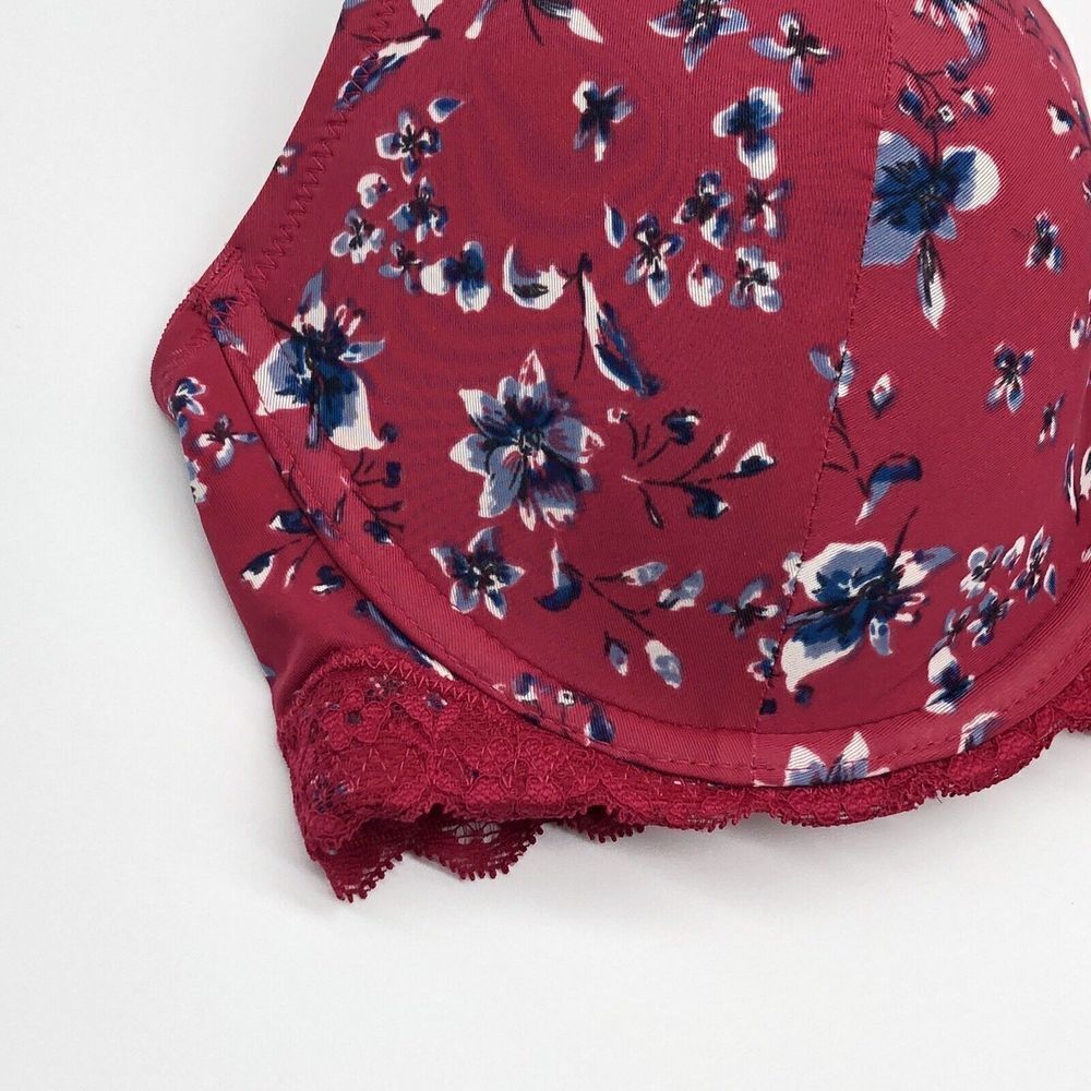 Adore Me Kati Contour Demi Bra Red Blue Floral Underwire Size 34C NWT - Picture 3 of 8